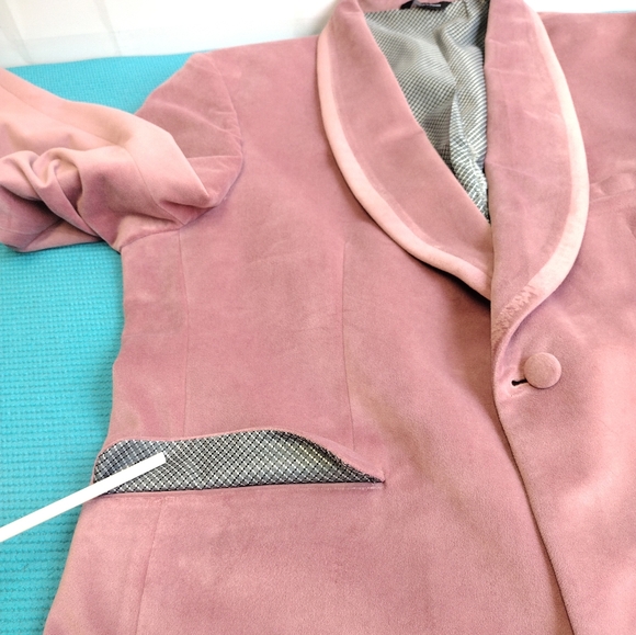 Allure Men Dusty Rose Pink Velvet Slim Fit Jacket Size 40S/0 - Picture 9 of 16